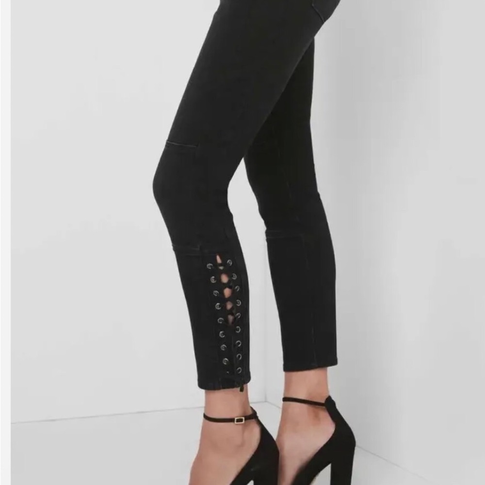 GAP Curvy True Skinny Washed Black Laced Up Ankle Hem, mid rise size 25